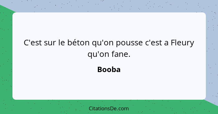 C'est sur le béton qu'on pousse c'est a Fleury qu'on fane.... - Booba