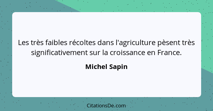 Les très faibles récoltes dans l'agriculture pèsent très significativement sur la croissance en France.... - Michel Sapin