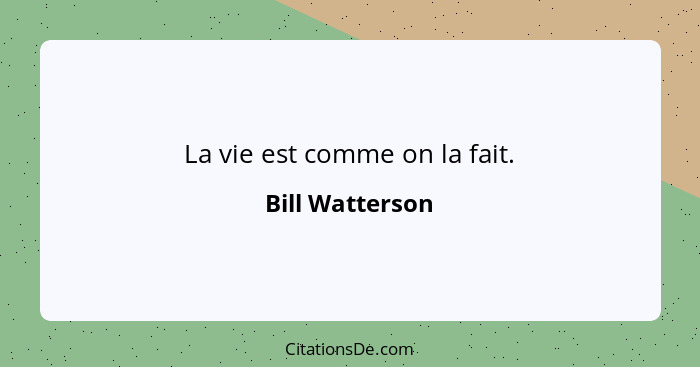 La vie est comme on la fait.... - Bill Watterson