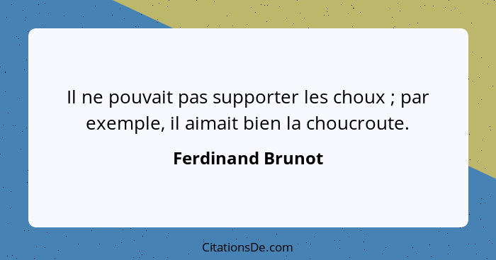 Il ne pouvait pas supporter les choux ; par exemple, il aimait bien la choucroute.... - Ferdinand Brunot