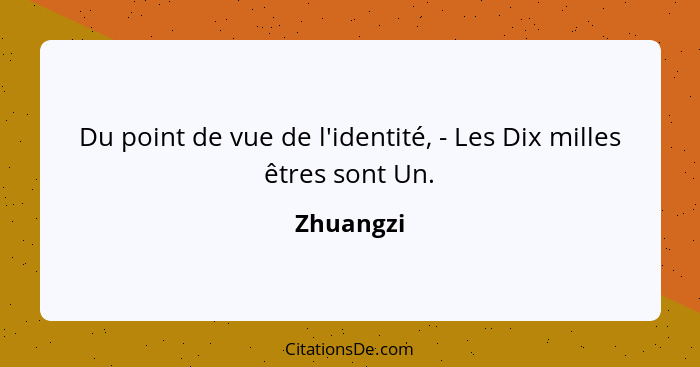 Du point de vue de l'identité, - Les Dix milles êtres sont Un.... - Zhuangzi