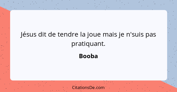 Jésus dit de tendre la joue mais je n'suis pas pratiquant.... - Booba