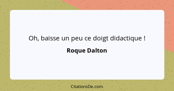 Oh, baisse un peu ce doigt didactique !... - Roque Dalton