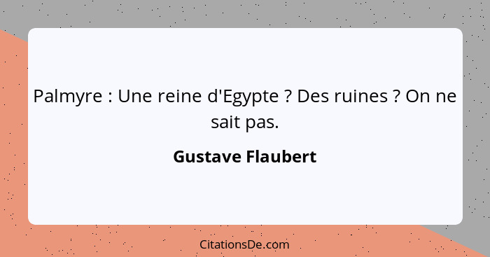 Palmyre : Une reine d'Egypte ? Des ruines ? On ne sait pas.... - Gustave Flaubert