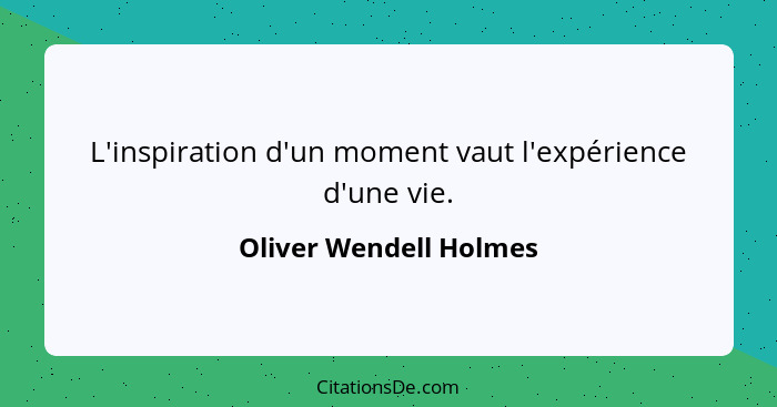 L'inspiration d'un moment vaut l'expérience d'une vie.... - Oliver Wendell Holmes