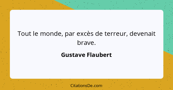 Tout le monde, par excès de terreur, devenait brave.... - Gustave Flaubert