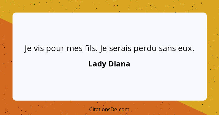 Je vis pour mes fils. Je serais perdu sans eux.... - Lady Diana