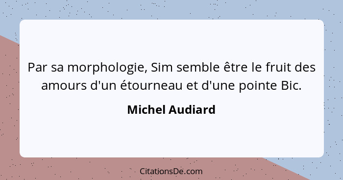 Par sa morphologie, Sim semble être le fruit des amours d'un étourneau et d'une pointe Bic.... - Michel Audiard