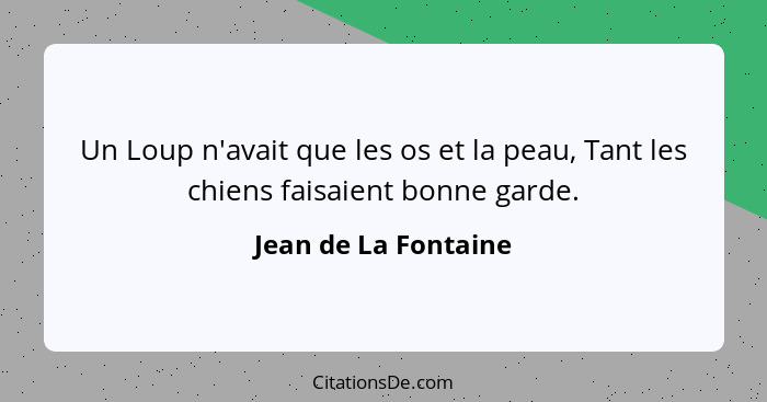 Un Loup n'avait que les os et la peau, Tant les chiens faisaient bonne garde.... - Jean de La Fontaine