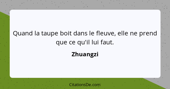 Quand la taupe boit dans le fleuve, elle ne prend que ce qu'il lui faut.... - Zhuangzi