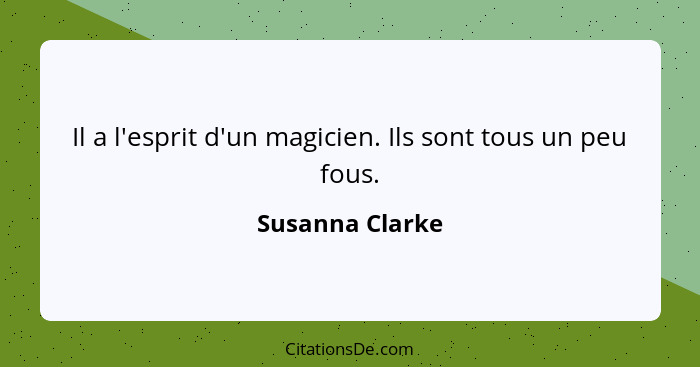 Il a l'esprit d'un magicien. Ils sont tous un peu fous.... - Susanna Clarke