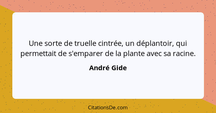 Une sorte de truelle cintrée, un déplantoir, qui permettait de s'emparer de la plante avec sa racine.... - André Gide