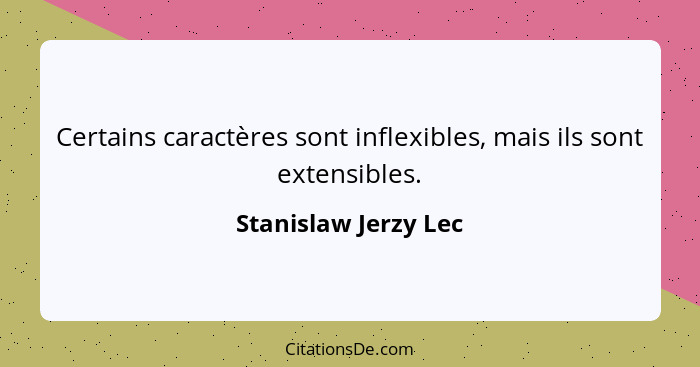 Certains caractères sont inflexibles, mais ils sont extensibles.... - Stanislaw Jerzy Lec