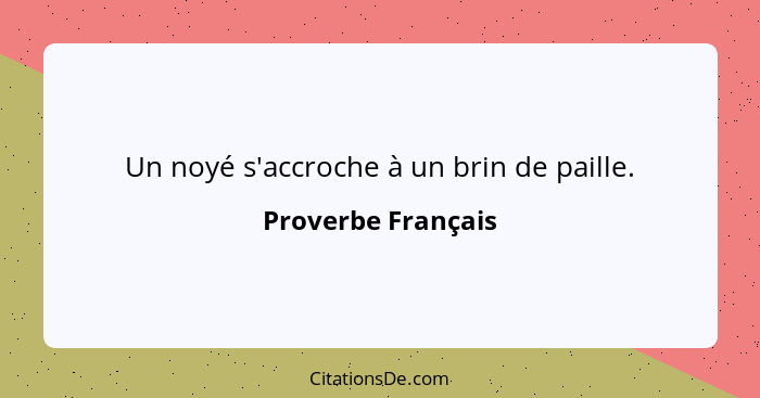 Un noyé s'accroche à un brin de paille.... - Proverbe Français