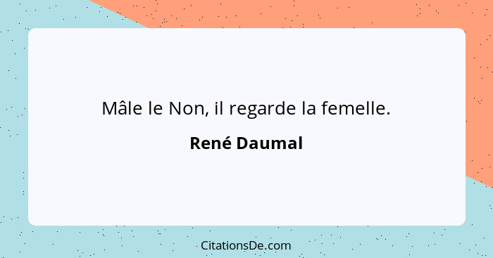 Mâle le Non, il regarde la femelle.... - René Daumal