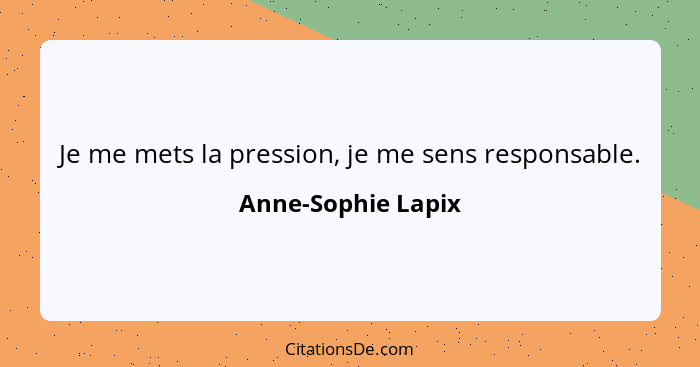 Je me mets la pression, je me sens responsable.... - Anne-Sophie Lapix