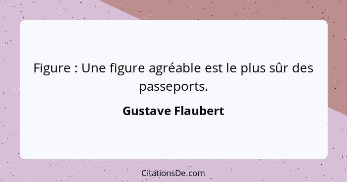 Figure : Une figure agréable est le plus sûr des passeports.... - Gustave Flaubert