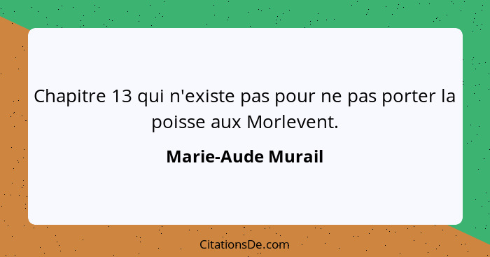 Chapitre 13 qui n'existe pas pour ne pas porter la poisse aux Morlevent.... - Marie-Aude Murail