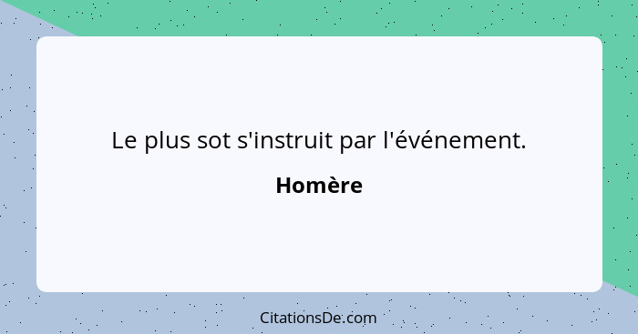 Le plus sot s'instruit par l'événement.... - Homère