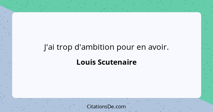 J'ai trop d'ambition pour en avoir.... - Louis Scutenaire