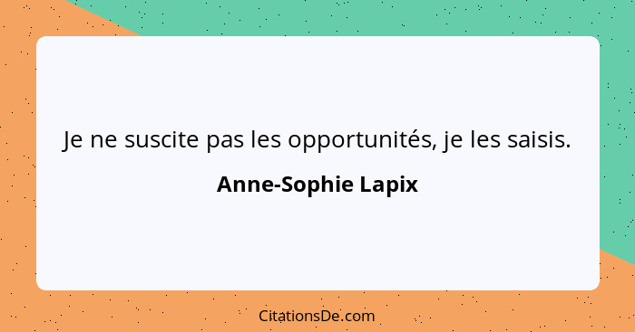 Je ne suscite pas les opportunités, je les saisis.... - Anne-Sophie Lapix