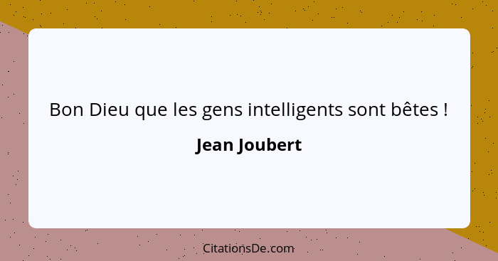 Bon Dieu que les gens intelligents sont bêtes !... - Jean Joubert