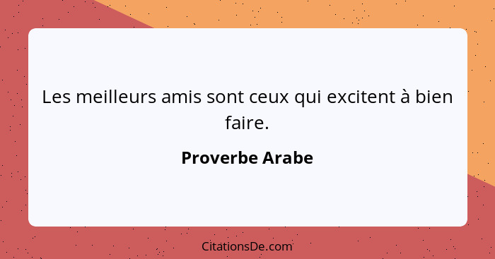 Les meilleurs amis sont ceux qui excitent à bien faire.... - Proverbe Arabe