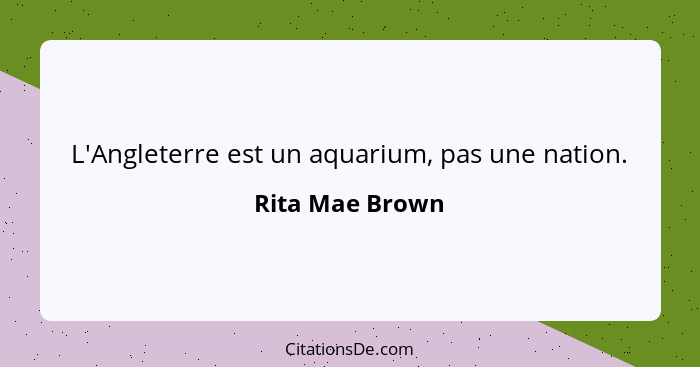 L'Angleterre est un aquarium, pas une nation.... - Rita Mae Brown