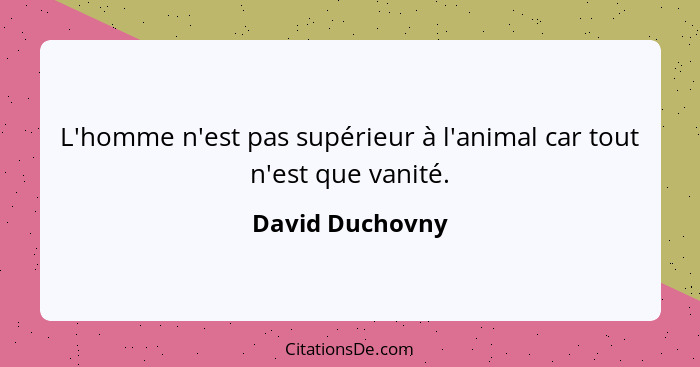 L'homme n'est pas supérieur à l'animal car tout n'est que vanité.... - David Duchovny