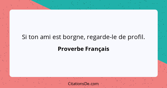 Si ton ami est borgne, regarde-le de profil.... - Proverbe Français