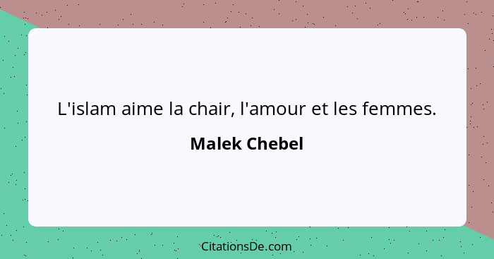 Malek Chebel L Islam Aime La Chair L Amour Et Les Femmes