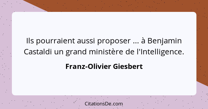 Ils pourraient aussi proposer ... à Benjamin Castaldi un grand ministère de l'Intelligence.... - Franz-Olivier Giesbert