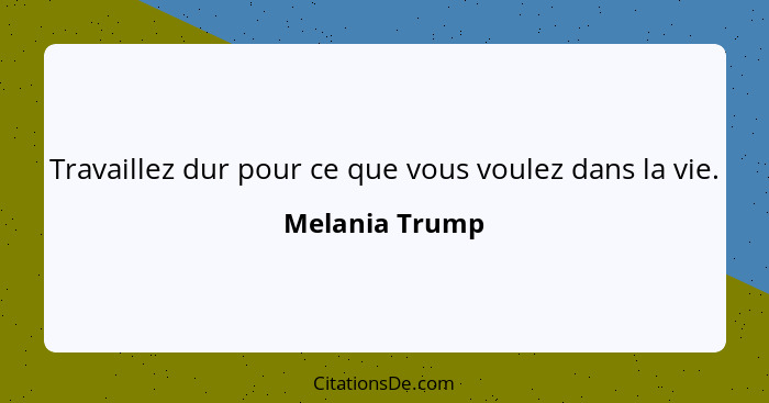 Travaillez dur pour ce que vous voulez dans la vie.... - Melania Trump