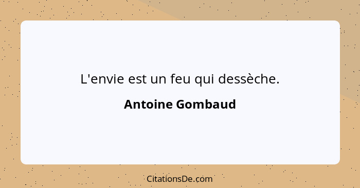 L'envie est un feu qui dessèche.... - Antoine Gombaud