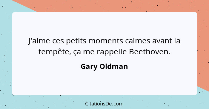 J'aime ces petits moments calmes avant la tempête, ça me rappelle Beethoven.... - Gary Oldman