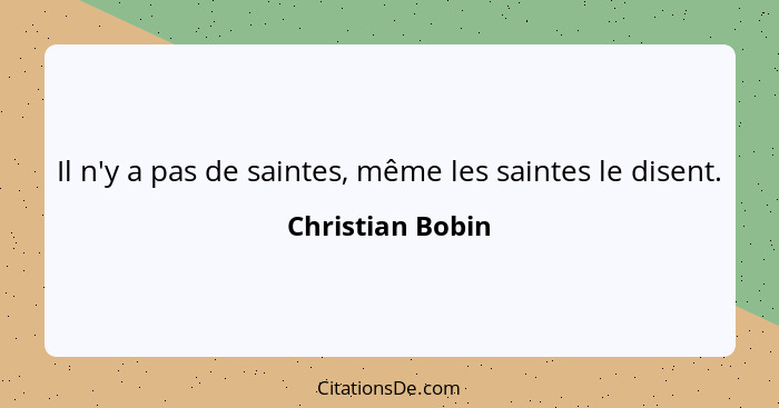 Il n'y a pas de saintes, même les saintes le disent.... - Christian Bobin