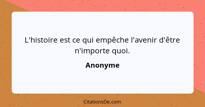 L'histoire est ce qui empêche l'avenir d'être n'importe quoi.... - Anonyme