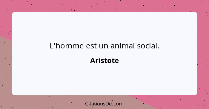 L'homme est un animal social.... - Aristote