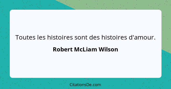 Toutes les histoires sont des histoires d'amour.... - Robert McLiam Wilson