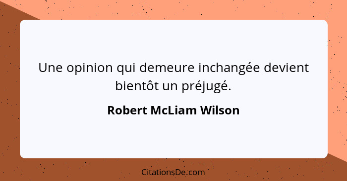 Une opinion qui demeure inchangée devient bientôt un préjugé.... - Robert McLiam Wilson