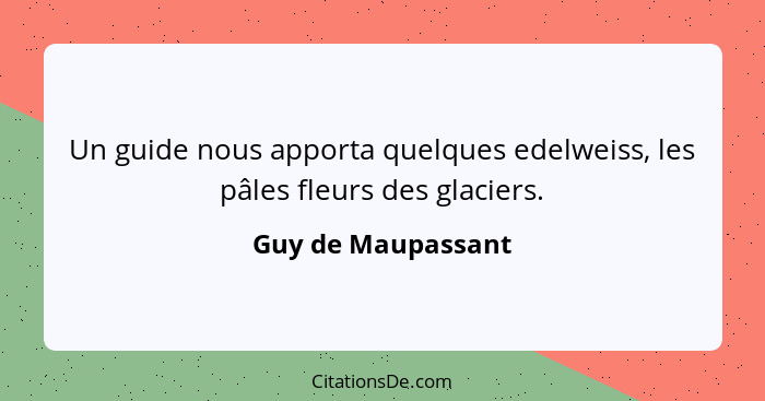 Un guide nous apporta quelques edelweiss, les pâles fleurs des glaciers.... - Guy de Maupassant