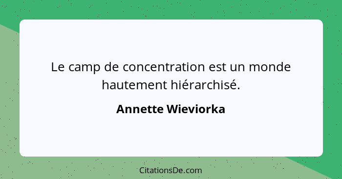 Le camp de concentration est un monde hautement hiérarchisé.... - Annette Wieviorka