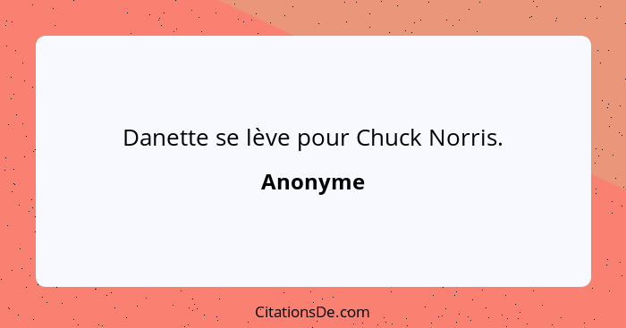 Danette se lève pour Chuck Norris.... - Anonyme