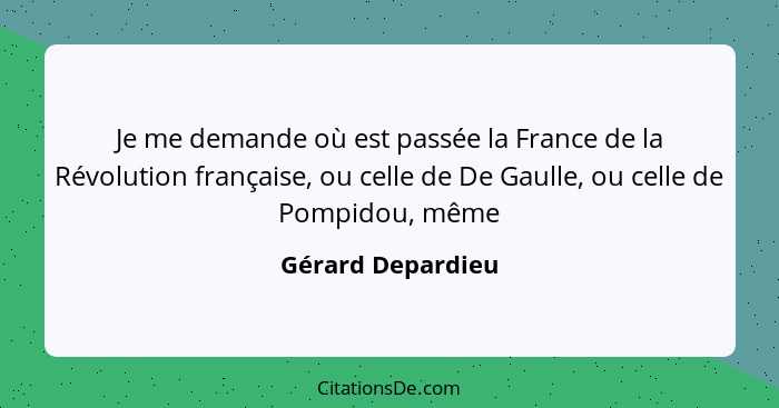 Je me demande où est passée la France de la Révolution française, ou celle de De Gaulle, ou celle de Pompidou, même... - Gérard Depardieu