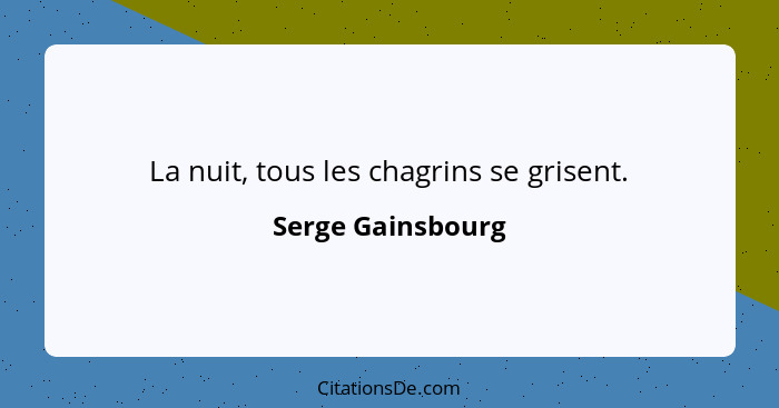 La nuit, tous les chagrins se grisent.... - Serge Gainsbourg