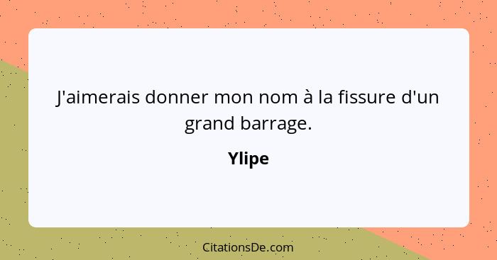 J'aimerais donner mon nom à la fissure d'un grand barrage.... - Ylipe