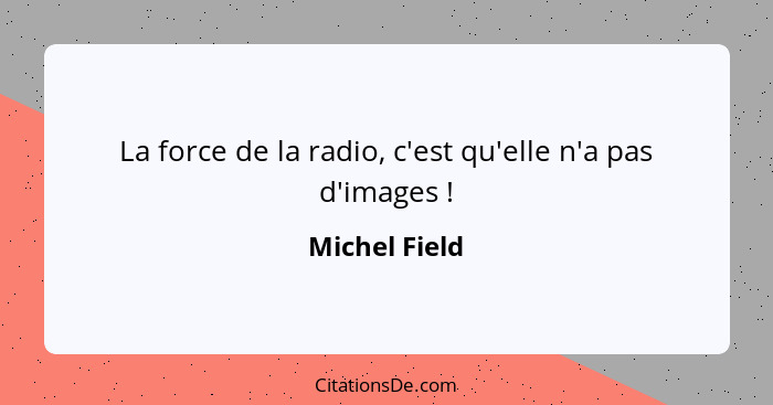 La force de la radio, c'est qu'elle n'a pas d'images !... - Michel Field