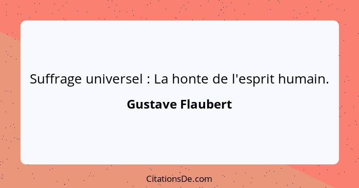 Suffrage universel : La honte de l'esprit humain.... - Gustave Flaubert