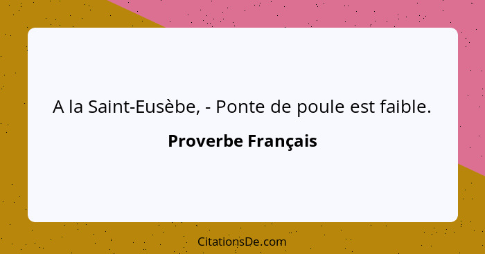 A la Saint-Eusèbe, - Ponte de poule est faible.... - Proverbe Français