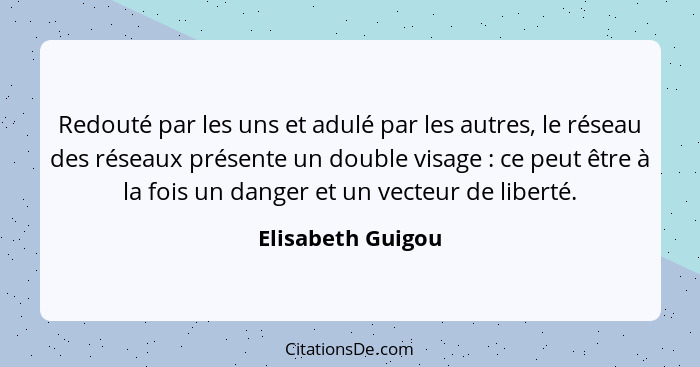 Redouté par les uns et adulé par les autres, le réseau des réseaux présente un double visage : ce peut être à la fois un dange... - Elisabeth Guigou